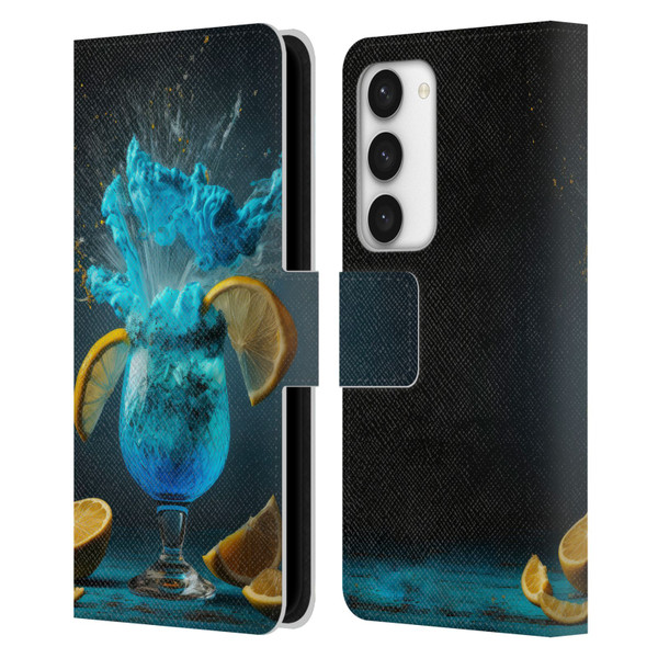 Spacescapes Cocktails Blue Lagoon Explosion Leather Book Wallet Case Cover For Samsung Galaxy S23 5G