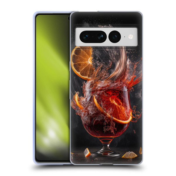 Spacescapes Cocktails Gin Explosion, Negroni Soft Gel Case for Google Pixel 7 Pro