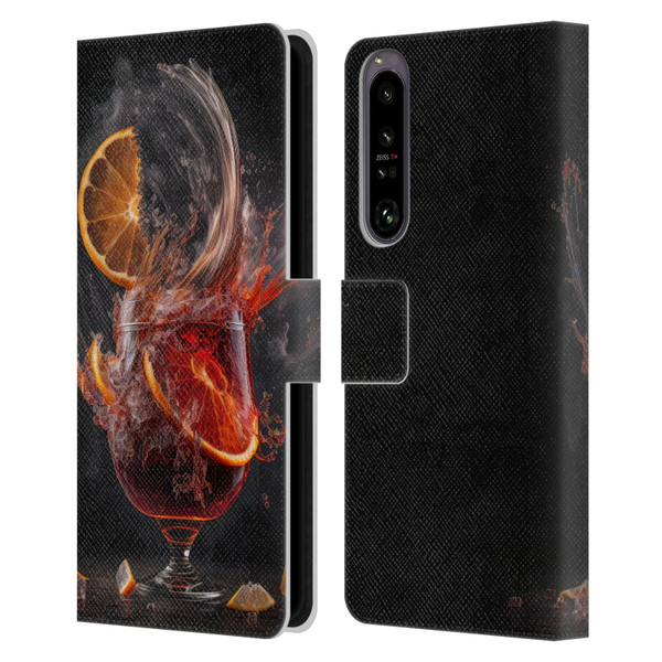 Spacescapes Cocktails Gin Explosion, Negroni Leather Book Wallet Case Cover For Sony Xperia 1 IV