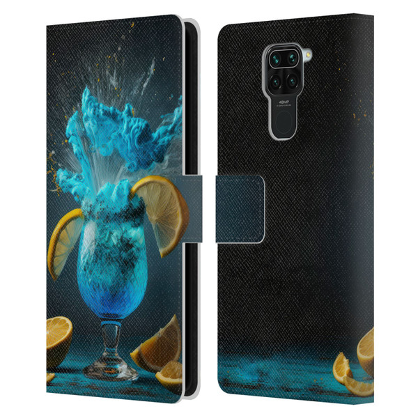 Spacescapes Cocktails Blue Lagoon Explosion Leather Book Wallet Case Cover For Xiaomi Redmi Note 9 / Redmi 10X 4G