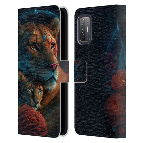 Spacescapes Floral Lions Star Watching Leather Book Wallet Case Cover For HTC Desire 21 Pro 5G