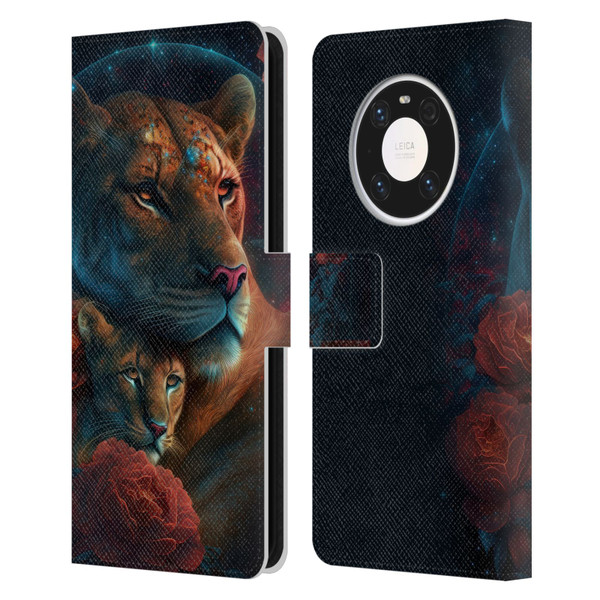 Spacescapes Floral Lions Star Watching Leather Book Wallet Case Cover For Huawei Mate 40 Pro 5G