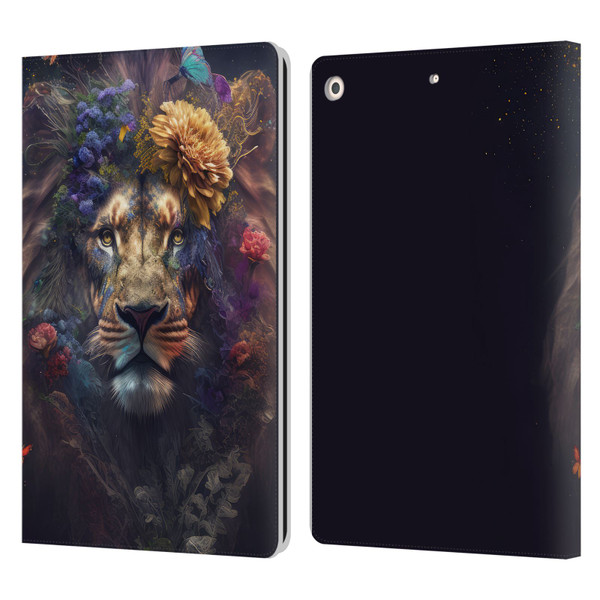 Spacescapes Floral Lions Flowering Pride Leather Book Wallet Case Cover For Apple iPad 10.2 2019/2020/2021
