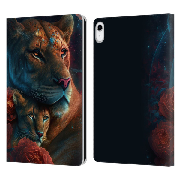 Spacescapes Floral Lions Star Watching Leather Book Wallet Case Cover For Apple iPad 10.9 (2022)