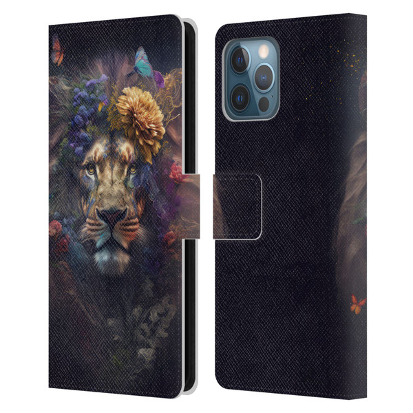 Spacescapes Floral Lions Flowering Pride Leather Book Wallet Case Cover For Apple iPhone 12 Pro Max