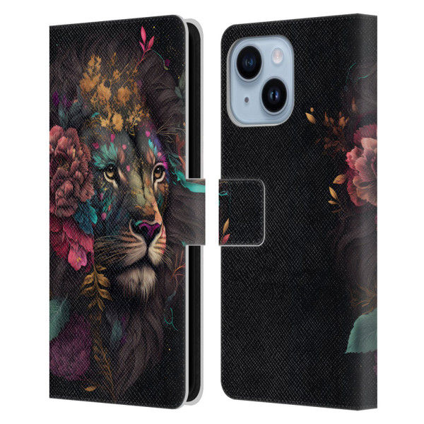 Spacescapes Floral Lions Ethereal Petals Leather Book Wallet Case Cover For Apple iPhone 14 Plus