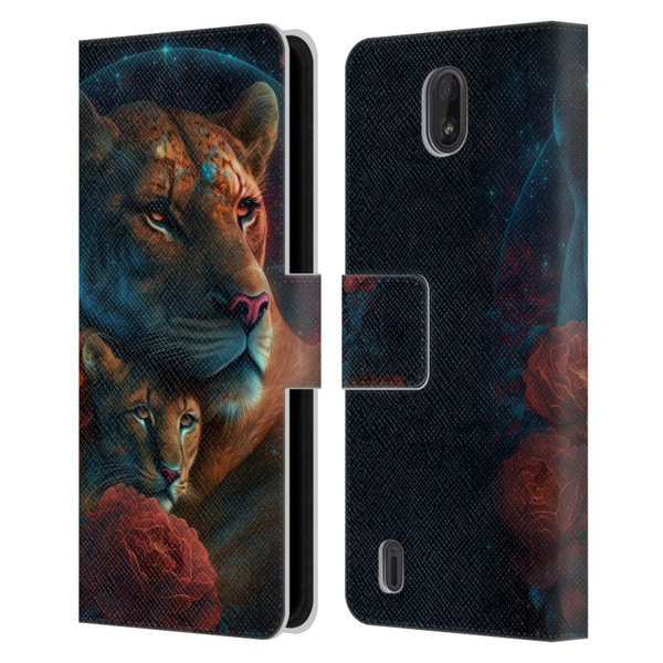 Spacescapes Floral Lions Star Watching Leather Book Wallet Case Cover For Nokia C01 Plus/C1 2nd Edition
