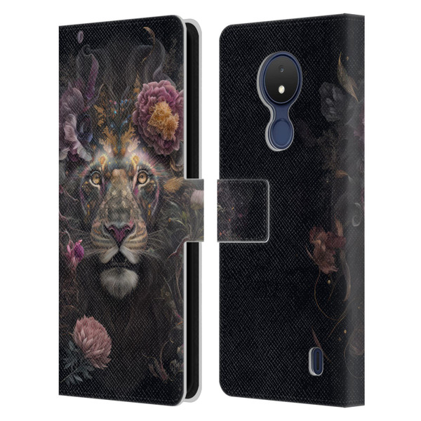 Spacescapes Floral Lions Pride Leather Book Wallet Case Cover For Nokia C21