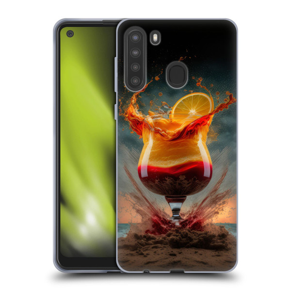 Spacescapes Cocktails Summer On The Beach Soft Gel Case for Samsung Galaxy A21 (2020)