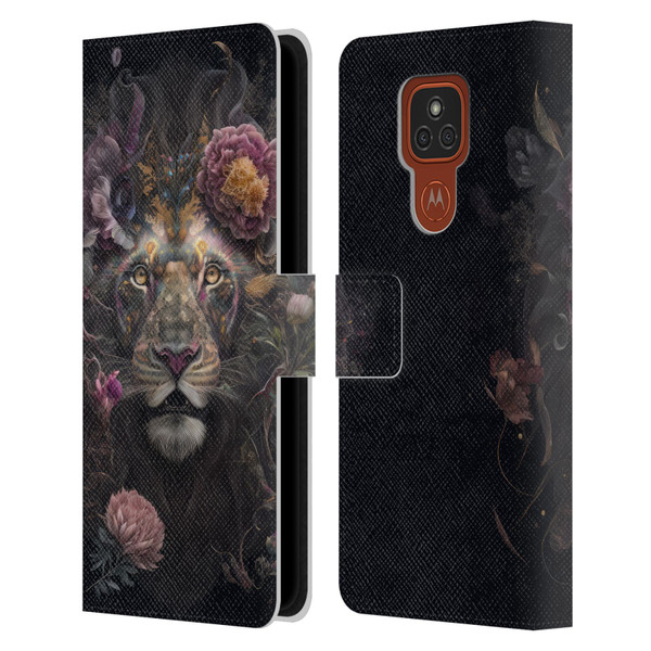 Spacescapes Floral Lions Pride Leather Book Wallet Case Cover For Motorola Moto E7 Plus
