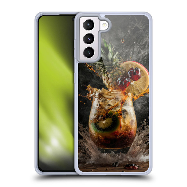 Spacescapes Cocktails Exploding Mai Tai Soft Gel Case for Samsung Galaxy S21+ 5G