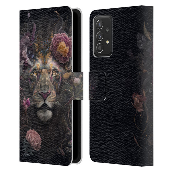 Spacescapes Floral Lions Pride Leather Book Wallet Case Cover For Samsung Galaxy A52 / A52s / 5G (2021)