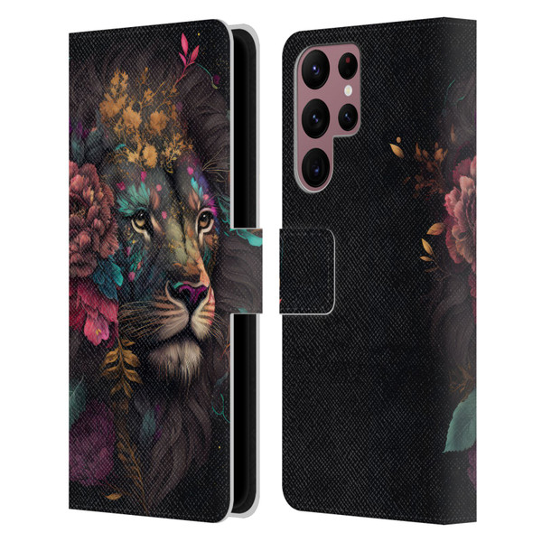 Spacescapes Floral Lions Ethereal Petals Leather Book Wallet Case Cover For Samsung Galaxy S22 Ultra 5G