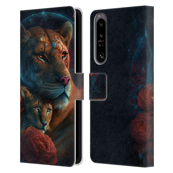 Spacescapes Floral Lions Star Watching Leather Book Wallet Case Cover For Sony Xperia 1 IV