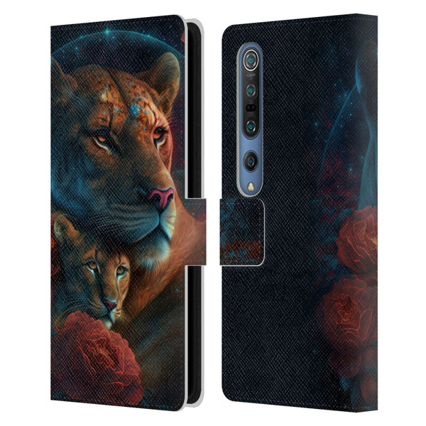 Spacescapes Floral Lions Star Watching Leather Book Wallet Case Cover For Xiaomi Mi 10 5G / Mi 10 Pro 5G