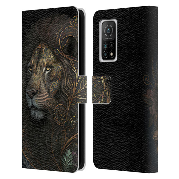 Spacescapes Floral Lions Golden Bloom Leather Book Wallet Case Cover For Xiaomi Mi 10T 5G