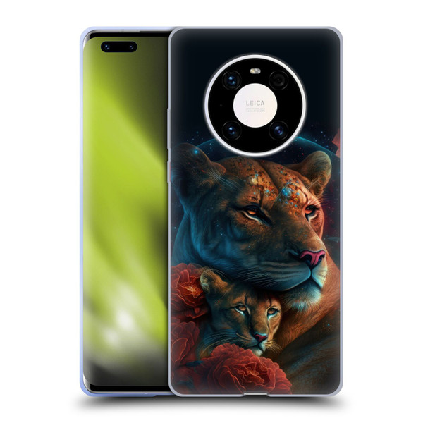 Spacescapes Floral Lions Star Watching Soft Gel Case for Huawei Mate 40 Pro 5G