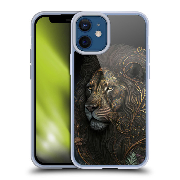 Spacescapes Floral Lions Golden Bloom Soft Gel Case for Apple iPhone 12 Mini