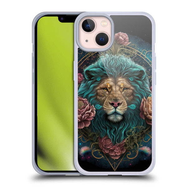 Spacescapes Floral Lions Aqua Mane Soft Gel Case for Apple iPhone 13