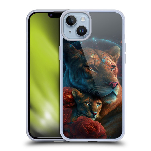Spacescapes Floral Lions Star Watching Soft Gel Case for Apple iPhone 14 Plus
