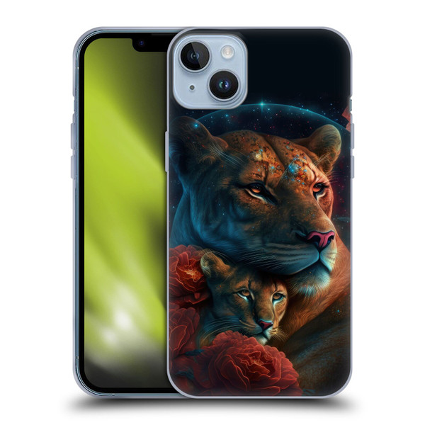 Spacescapes Floral Lions Star Watching Soft Gel Case for Apple iPhone 14 Plus