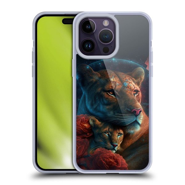 Spacescapes Floral Lions Star Watching Soft Gel Case for Apple iPhone 14 Pro Max