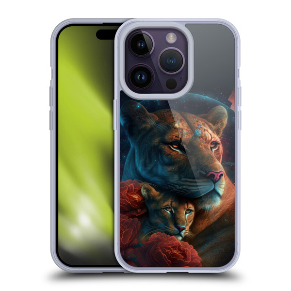 Spacescapes Floral Lions Star Watching Soft Gel Case for Apple iPhone 14 Pro