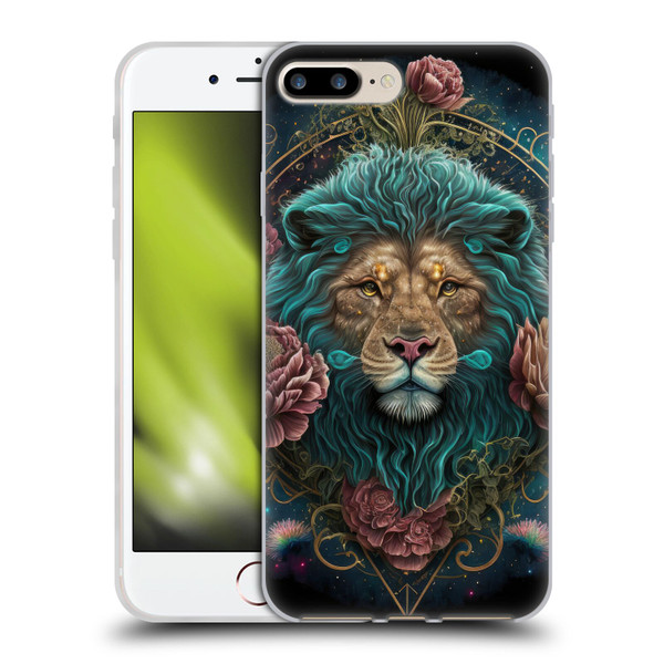 Spacescapes Floral Lions Aqua Mane Soft Gel Case for Apple iPhone 7 Plus / iPhone 8 Plus