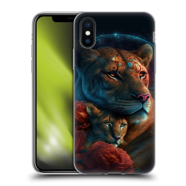 Spacescapes Floral Lions Star Watching Soft Gel Case for Apple iPhone X / iPhone XS