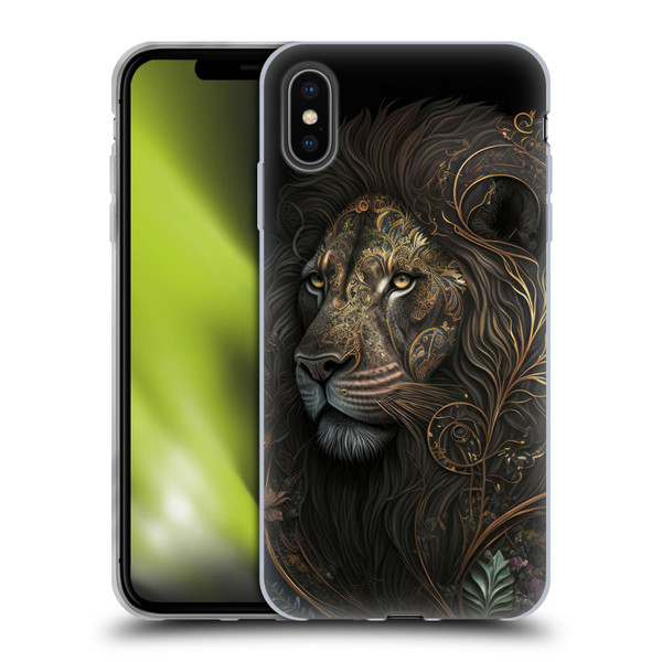 Spacescapes Floral Lions Golden Bloom Soft Gel Case for Apple iPhone XS Max