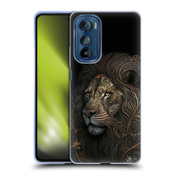 Spacescapes Floral Lions Golden Bloom Soft Gel Case for Motorola Edge 30