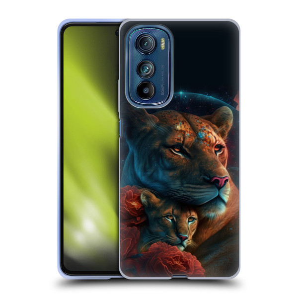 Spacescapes Floral Lions Star Watching Soft Gel Case for Motorola Edge 30