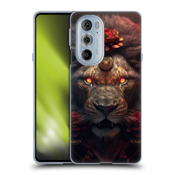 Spacescapes Floral Lions Crimson Pride Soft Gel Case for Motorola Edge X30
