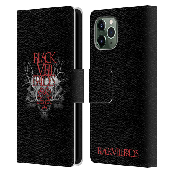Black Veil Brides Band Art Skull Branches Leather Book Wallet Case Cover For Apple iPhone 11 Pro