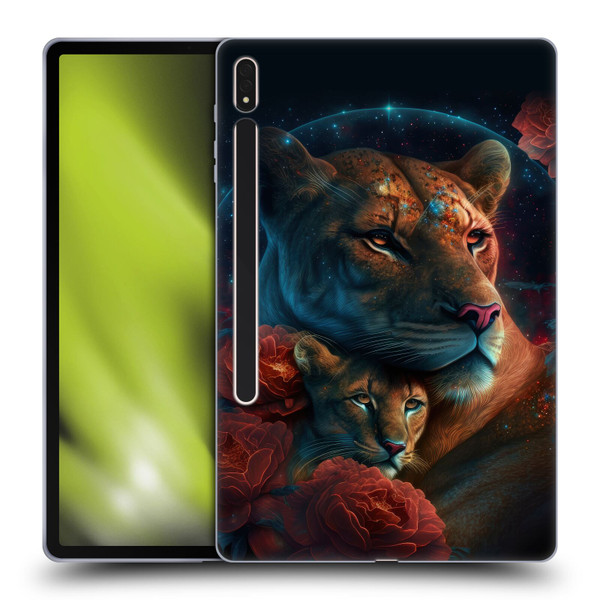 Spacescapes Floral Lions Star Watching Soft Gel Case for Samsung Galaxy Tab S8 Plus