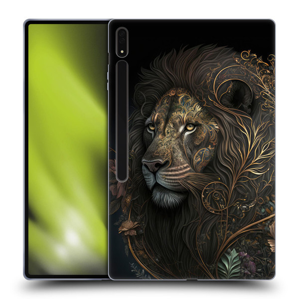 Spacescapes Floral Lions Golden Bloom Soft Gel Case for Samsung Galaxy Tab S8 Ultra