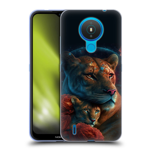 Spacescapes Floral Lions Star Watching Soft Gel Case for Nokia 1.4