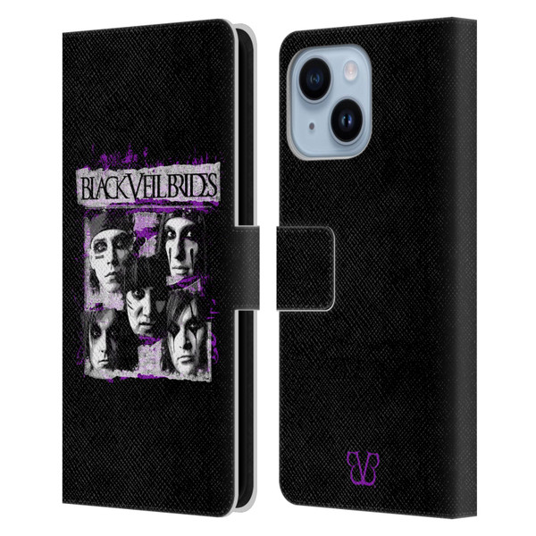 Black Veil Brides Band Art Grunge Faces Leather Book Wallet Case Cover For Apple iPhone 14 Plus