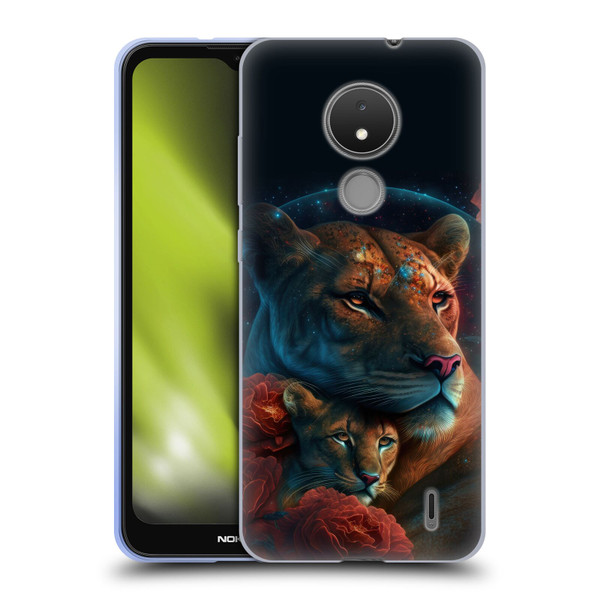 Spacescapes Floral Lions Star Watching Soft Gel Case for Nokia C21