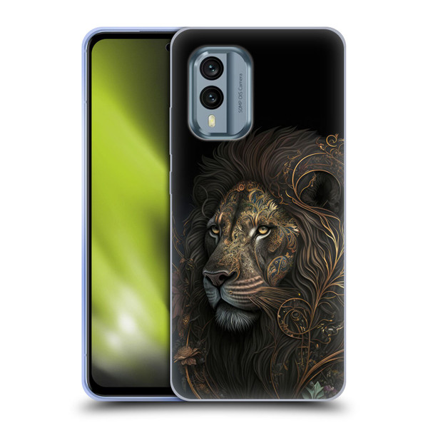 Spacescapes Floral Lions Golden Bloom Soft Gel Case for Nokia X30