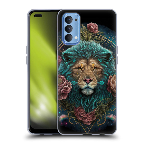 Spacescapes Floral Lions Aqua Mane Soft Gel Case for OPPO Reno 4 5G