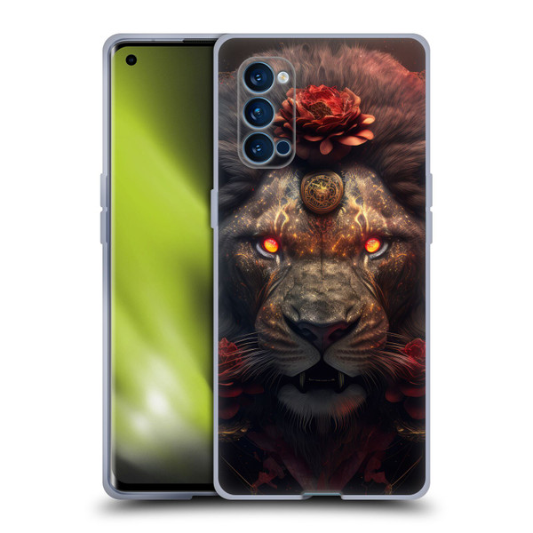 Spacescapes Floral Lions Crimson Pride Soft Gel Case for OPPO Reno 4 Pro 5G