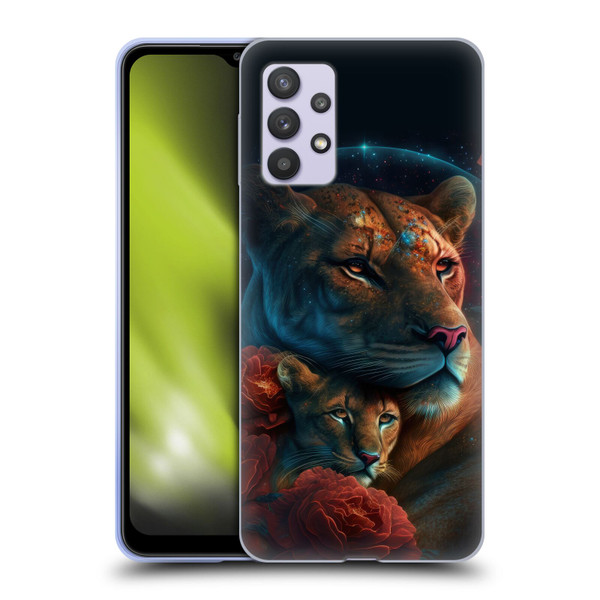 Spacescapes Floral Lions Star Watching Soft Gel Case for Samsung Galaxy A32 5G / M32 5G (2021)