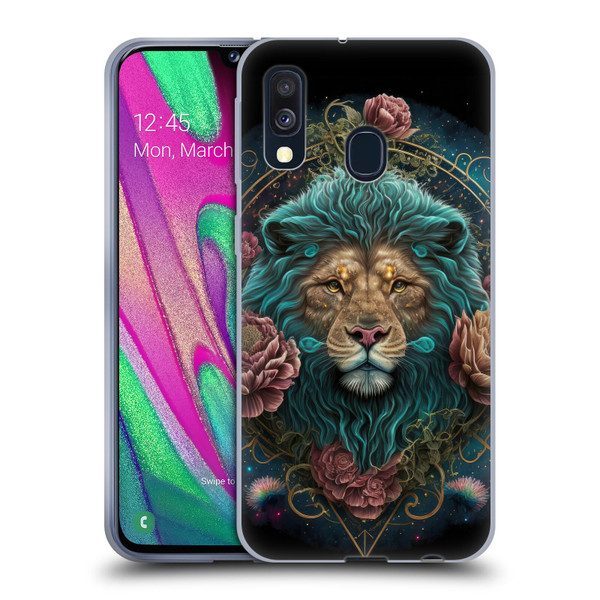 Spacescapes Floral Lions Aqua Mane Soft Gel Case for Samsung Galaxy A40 (2019)