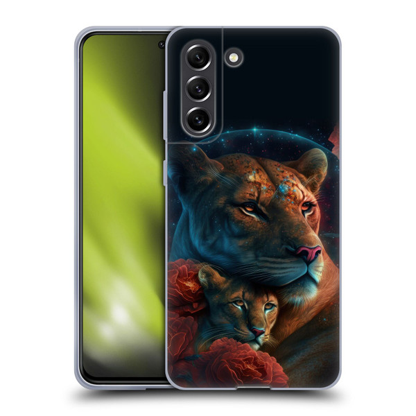 Spacescapes Floral Lions Star Watching Soft Gel Case for Samsung Galaxy S21 FE 5G