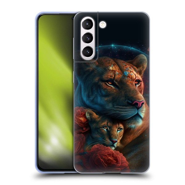 Spacescapes Floral Lions Star Watching Soft Gel Case for Samsung Galaxy S21 5G
