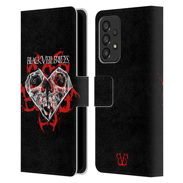 Black Veil Brides Band Art Skull Heart Leather Book Wallet Case Cover For Samsung Galaxy A33 5G (2022)