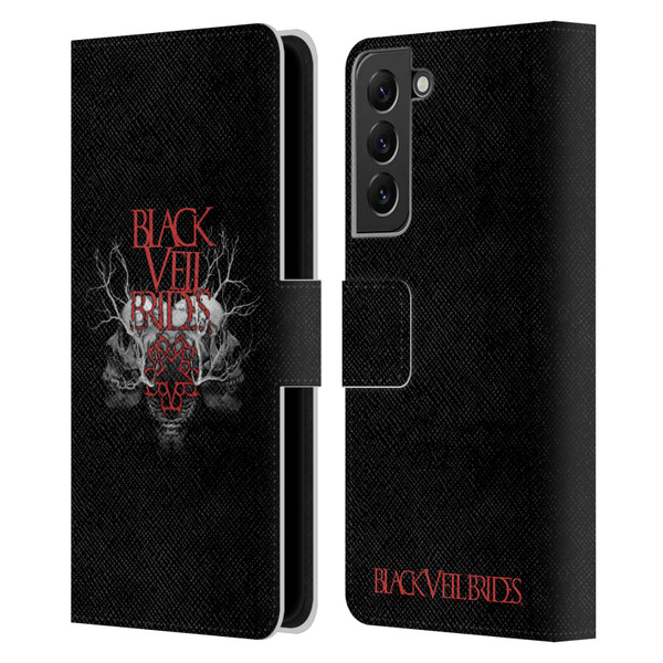 Black Veil Brides Band Art Skull Branches Leather Book Wallet Case Cover For Samsung Galaxy S22+ 5G