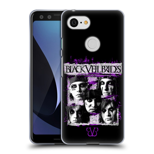 Black Veil Brides Band Art Grunge Faces Soft Gel Case for Google Pixel 3