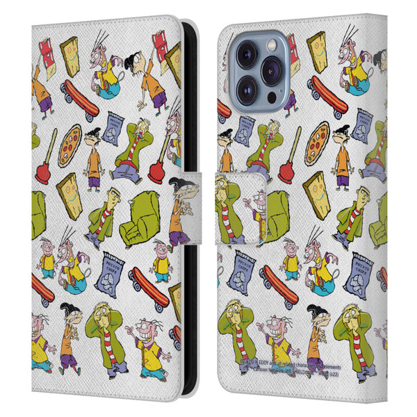 Ed, Edd, n Eddy Graphics Icons Leather Book Wallet Case Cover For Apple iPhone 14